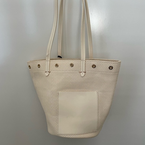Clare V. Cream Perforated Leather Choupette Basket Tote Bag NEW NWT - Picture 4 of 7